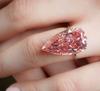 Anillo de topacio rosa cristalino con forma de pera de gota de agua, nuevo de venta caliente, joyería de mano femenina exagerada europea y americana