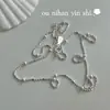 Collar de Cadena Sencilla con Cuentas Separadoras Negras y Blancas de Plata de Ley S925 Ounihan para Mujer, Diseño Minimalista con un Toque de Lujo, Cadena Versátil para la Clavícula