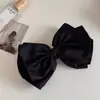 Presilha de Cabelo com Laço de Cetim Estilo Coreano com Toque de Luxo, Grampo Exquisito para Cabelo Semi-Preso, Presilha Reta para Rabo de Cavalo Alto, Acessório de Cabelo com Presilha de Mola
