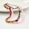 Collar elegante y dulce de cristal rosa natural de 4 mm para niña, con cadena de clavícula de cuentas de turmalina colorida de primera calidad para primavera y verano.