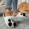 Chinelos de Algodão Fechados Antiderrapantes Versáteis Confortáveis da Moda para Mulheres 2025 Outono e Inverno Novos Chinelos de Pelúcia Cartoon Tendência para Mulheres