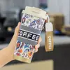 Caneca Térmica Bawang Tea Ji em Aço Inoxidável 316 Orquídea Suzuki Alto Valor de Cor Xícara de Café Feminina Copo Duplo para Carro