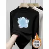Ropa interior térmica de forro polar para niñas, cuello medio alto, estampado de dibujos animados, capa interior cálida, top de forro polar cepillado para niños, ropa para niños, manga larga