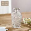 Jarrón de Cristal Transparente en Relieve Estilo Francés de Lujo Vintage para Entrada Adornos para el Hogar Estilo ins Jarrón de Bolsillo para Sala de Estar