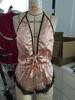 Nueva Lencería Sexy Europea y Americana, Halter Profundo con Espalda Descubierta, Camisón Sexy de Seda Imitación Sedosa, Íntimos de Exportación