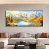 Pintura de Paisagem para Decoração de Parede de Sala de Estar, uma Peça Tradicional e Consagrada pelo Tempo, com uma Cordilheira como Fundo para a Parede do Sofá