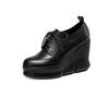 Sapatos Femininos de Couro Genuíno com Salto Plataforma e Solado Grosso 2026 Nova Coleção Primavera e Outono com Recorte Profundo, Cadarço, Bico Redondo, Sapatos Pequenos de Couro, Couro de Vaca, Sapatos para o Dia a Dia
