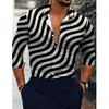Camisas Nuevas para Hombre de Venta Caliente de Exportación Europea y Americana Transfronteriza, Tops de Manga Larga con Cuello de Moda Estampado Digital 3D Fresco