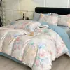 Novo Modelo 2026 Tecido 100% Liocel Tencel Algodão Estampado Digitalmente Conjunto de Quatro Peças de Roupa de Cama de Luxo de Alta Qualidade