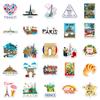 50 Adesivos de bagagem para viagem ao ar livre com personalidade francesa, França, marco cênico, decoração arquitetônica, copo de água