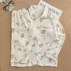 Pijama de otoño para mujer con cuello de muñeco de dibujos animados, manga larga y pantalón largo, lindo conjunto de dos piezas de algodón nube para casa, corte holgado
