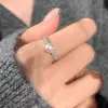 Anel de Trigo Zircônia Pérola Exquisito Leve Luxo Vintage Nicho Design Ajustável Aberto Dedo Indicador Anel Versátil