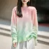 Nueva Colección Otoño/Invierno 2026: Suéter de Lana con Cuello Redondo de Forro Polar Degradado de Corte Relajado para Mujer, Tejido Suave y Grueso
