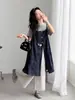 Conjunto Casual de Verano para Niñas Estilo Nuevo Manga Corta Pantalones de Pierna Ancha Moda Infantil Falda con Tirantes en Capas Conjunto de Tres Piezas