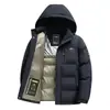 Abrigo de algodón grueso y cálido de invierno para hombre con capucha desmontable, chaqueta de algodón plumón para hombre, top de algodón de invierno para hombre