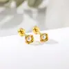 Mini Brincos de Tarraxa Exquisitos de Aço Inoxidável com Pérola, Fecho de Rosca Anti-queda, Versátil para Estudantes e Profissionais, Brinco Feminino de Aço Titânio