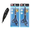 Set de Tijeras de Peluquería al por Mayor 6 pulgadas Acero Inoxidable Tijeras Negras para Cortar el Cabello Tijeras Dentadas Tijeras para Flequillo Set de Tijeras de Barbero