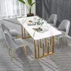 Mesa de Jantar e Cadeiras em Rocha Combinação Elegante para Apartamento Pequeno Mesa Moderna Simples Mesa Retangular de Mármore Nórdico Celeb da Internet