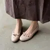 Sapatos Mary Jane de Plataforma com Laço de Pele de Cordeiro Ballet 2026 Outono Salto Médio Bico Redondo Couro Genuíno Baixos para Mulheres