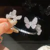 Castelo de Videira~Pulseira Aberta Borboleta com Galho e Folha de Zircônia Super Brilhante, Pulseira Pesada Artesanal Estilo Europeu e Americano, Joia de Mão de Luxo Leve de Alta Qualidade
