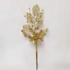 Decorações de flor de lírio com pó dourado de Natal Acessórios para pendurar na árvore de Natal Suprimentos de atmosfera Fábrica direta Pó dourado de Natal