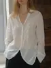 Blusa de Encaje Transparente con Bordado Francés de Lino 100% Cuello en V 2026Ss