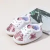 Sapatos Infantis para Meninas, Sapatos de Lona para Bebês com Solado Macio Antiderrapante, Sapatos Doces de Bebê com Lantejoulas, Cadarços Frontais e Resistentes ao Desgaste