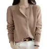 Suéter 100% Lana para Mujer, Cárdigan de Cuello Redondo, Venta Directa del Fabricante, Suéter de Cachemir, Capa Base para Otoño e Invierno, Suéter de Punto de Color Sólido