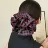 Scrunchie Xadrez Igual ao da Zhao Lusi com Toque de Luxo, Elástico de Cabelo com Bordas Travadas de Quatro Camadas, Corda de Cabelo Vintage para Mulheres, Faixa de Cabelo Floral
