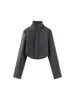 Jaqueta Popular Estilo Z Europeia e Americana Aliexpress Roupas Femininas Espinha de Peixe Couro PU Slim Fit Transfronteiriça Preto Marrom Escuro Outros Za