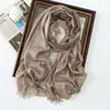 Novo Cachecol Longo de Cor Sólida Primavera e Verão Rayon Seda Dourada Seda Prateada Cachecol de Seda Brilhante Xale Turbante Longo Monocromático Feminino Atacado