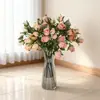 Arreglo de flores artificiales estilo europeo de 7 cabezas de rosa retro para el hogar, sala de estar, mesa de comedor, decoración de jarrón y centro de mesa floral