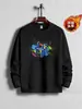 Sudadera con Capucha Estampada para Hombre Invierno Popular Forrada de Polar Marca de Moda Cuello Redondo Prenda Sudadera Cálida y Versátil para Hombre