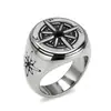 Estilo Europeu e Americano Retrô Leve Luxo Bússola Náutica Ousada Anel de Bússola com Decoração de Diamante Aço Titânio Anel Tendência Personalidade Masculino