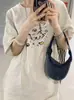 Camiseta de Manga Corta con Estampado de Perro de Dibujos Animados, Algodón Puro Estilo Americano para Mujer, Diseño Holgado Talla Grande, Camisa de Manga Media de Nicho para Pareja