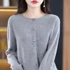 Cárdigan de punto de cuello redondo listo para usar de primera línea transfronterizo, chaqueta suéter fina sin costuras transfronteriza, top de capa base, abrigo de primavera para mujer