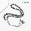 Pulsera Saudí Zanzhu de 10*15 mm, Cuentas de Oración Estilo de Oriente Medio, Color Mixto, Cuentas de Oración Metálicas de Cola Triple
