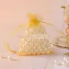 Bolsa de Gaze para Presente com Cordão de Pano de Organza Embalagem com Fragrância de Jasmim Logotipo Estampado Branco Puro Saco de Malha à Prova de Insetos