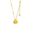 Tienda de Oro Mismo Estilo Arena Dorada Joyería Filigrana Doble Felicidad Candado Collar Diseño de Nicho Estilo Étnico Cadena para Suéter Mayoreo