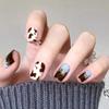 Fresco pode Ah vento usar nail art patch leite vaca padrão curto destacável estudante falsa unha produto acabado atacado