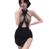 Lencería Sexy Noche Larga, Atuendo Sexy de Secretaria, Tentación Apasionada Transparente, Falda Bodycon de Puro Deseo para Mujer 1544