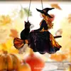 Decoraciones populares de Halloween transfronterizas, regalos divertidos: bruja, fantasma, bruja y gato negro decoraciones acrílicas para ventana para el hogar