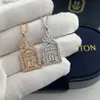 HW Colar de Diamante Inteiro Porta da Felicidade Banhado a Prata 925 Pingente Feminino Estilo Europeu Corrente para Clavícula Uso Diário Fabricante Atacado