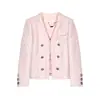 Otoño súper hermoso mariposa tridimensional tul temperamento suave cuello en V rosa claro estilo Chanel cárdigan 25190