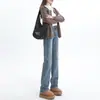 Jeans de pierna recta para mujer, nuevo modelo otoño 2026, tiro alto, que cubren la cadera, adelgazantes, versión estrecha, pantalones de pierna recta para mujeres petites A13832