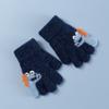 Guantes de Punto de Felpa Cálidos para Niños con Diseño de Dinosaurio Pequeño, Guantes de Invierno de Dedos Completos para Estudiantes, Guantes Cálidos para Niños