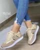 Zapatos planos deportivos y de ocio de comercio exterior para mujer, nuevos, de estilo europeo y americano, de gran tamaño, suela gruesa, de color a juego, con punta redonda y cordones.