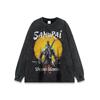Camiseta de manga larga gruesa para hombre y mujer, estilo americano, vintage, lavada, antigua, holgada, combinable, para parejas.