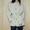 Trench Coat com Gola Assimétrica/Sobreposta, Casaco Fino Retro Francês de Lapela Slim Fit, Casaco Feminino de Comprimento Médio para Outono/Inverno