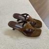 Sandalias de Tanga Minimalistas Estilo Retro con Tacón de Aguja para Mujer, Chanclas Súper Versátiles, Sandalias Versátiles de Tacón Alto